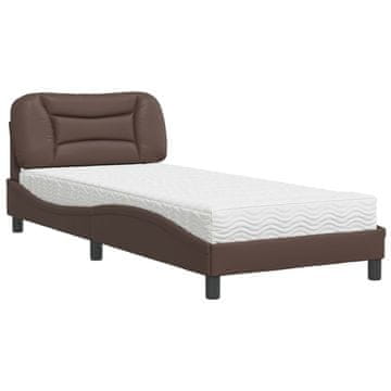 Vidaxl Postelja z vzmetnico Hvar rjava 90x200 cm umetno usnje