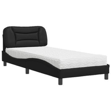 Vidaxl Postelja z vzmetnico Hvar črna 90x200 cm umetno usnje
