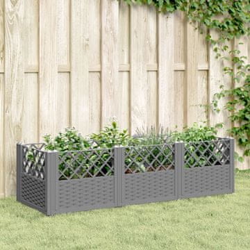 Vidaxl vidaXL Vrtno korito na klinih svetlo sivo 123,5x43,5x43,5 cm PP