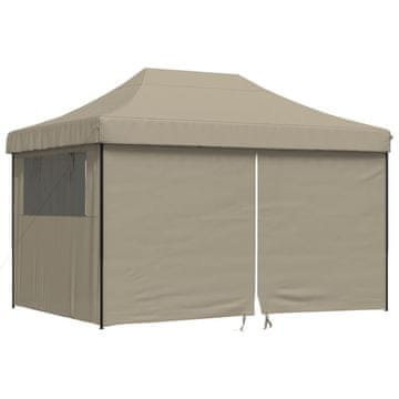 Vidaxl Zložljivi pop-up šotor za zabave 4 stranice taupe