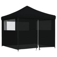 Vidaxl Zložljivi pop-up šotor za zabave 4 stranice črn