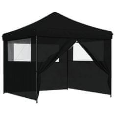 Vidaxl Zložljivi pop-up šotor za zabave 4 stranice črn