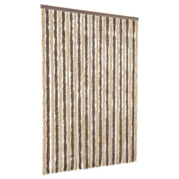 Vidaxl Zavesa proti mrčesu temno rjava in bež 118x220 cm šenilja