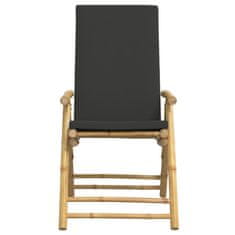 Vidaxl Zložljiv bistro stol 6 kosov temno sive blazine bambus