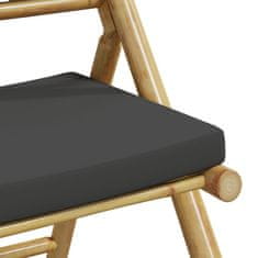 Vidaxl Zložljiv bistro stol 6 kosov temno sive blazine bambus