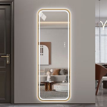 S6 Steklarstvo Šest LED ogledalo S623A, 60x170cm, z zlatim okvirjem za hodnik/predsobo ali garderobo