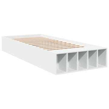 Vidaxl Posteljni okvir bel 75x190 cm inženirski les