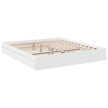 Vidaxl Posteljni okvir s predali bel 200x200 cm inženirski les
