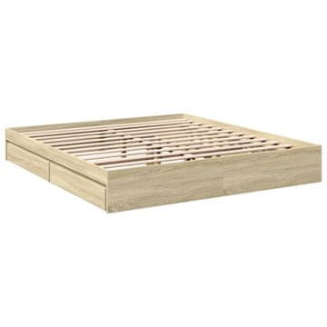 Vidaxl Posteljni okvir s predali sonoma hrast 180x200cm inženirski les
