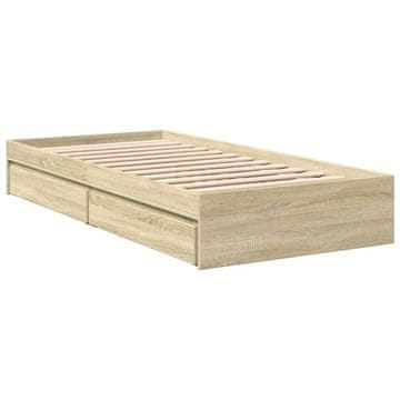 Vidaxl Posteljni okvir s predali sonoma hrast 100x200cm inženirski les