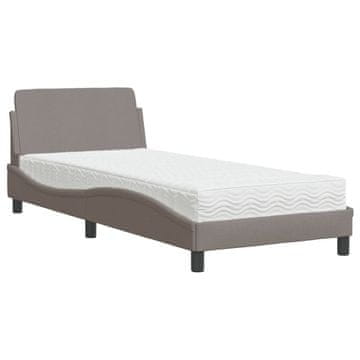 Vidaxl Postelja z vzmetnico Dover taupe 90x190 cm blago