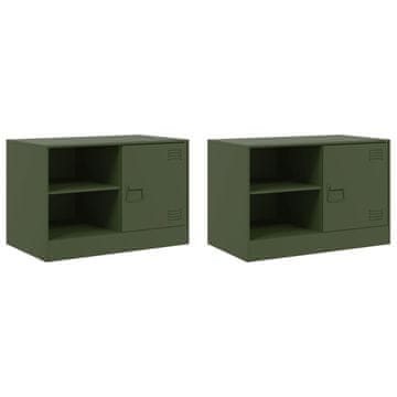 Vidaxl TV omarica 2 kosa olivno zelena 67x39x44 cm jeklo