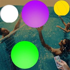 HOME & MARKER® Plavajoča LED luč, Solarna luč za bazen, Večbarvna, Dodatek za bazen (Plavajoča luč + daljinski upravljalnik) | POOLGLO
