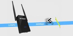 Dexxer Brezžični WIFI repeater router ojačevalnik signala 300Mb/s WPS 2x 5dBi črn