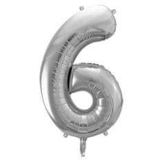 Moja zabava Balon številka 6 srebrna 