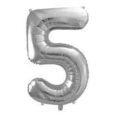 Moja zabava Balon številka 5 srebrna 