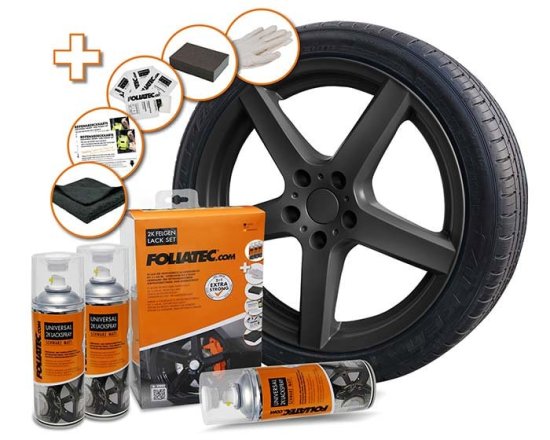 Foliatec Set za platišča barva v sprayu 2K Foliatec črna mat FT2350