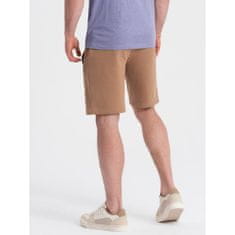 OMBRE Moške pletene kratke hlače z vrvico in žepi rjave barve MDN125414 S