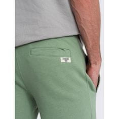OMBRE Moške pletene kratke hlače z vrvico in žepi zelene barve MDN125415 XL