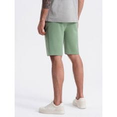 OMBRE Moške pletene kratke hlače z vrvico in žepi zelene barve MDN125415 XL