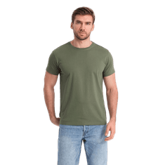 OMBRE Moška klasična bombažna majica BASIC khaki MDN125432 XL