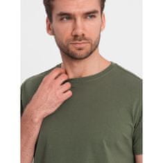 OMBRE Moška klasična bombažna majica BASIC khaki MDN125432 XL