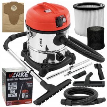 Verke HEPA 20L industrijski gradbeni sesalnik 1200W mokro suhi + vtičnica 1000W