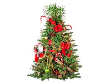 LAALU.cz Okrašeno umetno božično drevo s 87 okraski SANTA CLAUS II 180 cm drevo s stojalom in božičnimi okraski
