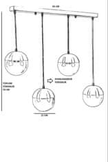 Opviq Chandelier, Küre 4 Lü Sıralı Eskitme Beyaz Camlı Sarkıt