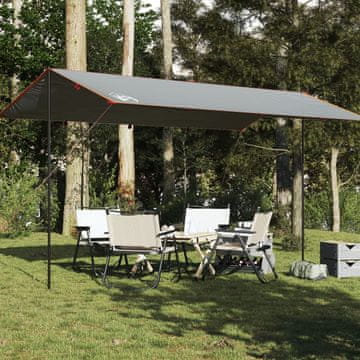 Vidaxl vidaXL Kamperska ponjava, siva in oranžna, 500 x 294 cm, vodoodporna