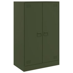 Vidaxl Komoda olivno zelena 67x39x107 cm jeklo
