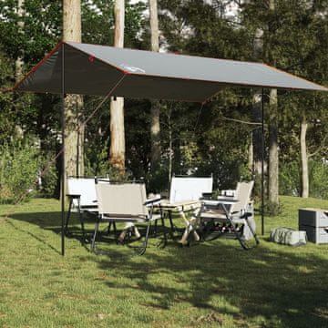 Vidaxl vidaXL Kamperska ponjava, siva in oranžna, 400 x 294 cm, vodoodporna