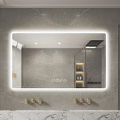 S6 Steklarstvo Šest LED ogledalo S65C, 100x60cm, z uro in temperaturo, 3 barve LED, dimmer, antifog