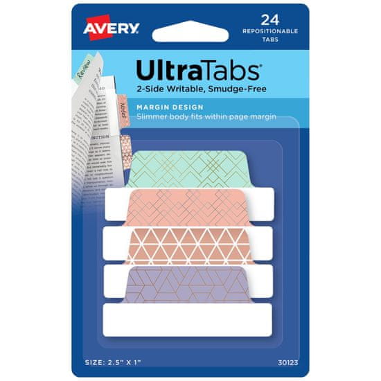 Avery Zweckform samolepilni označevalci strani UltraTabs 30123, 63.5 x24.4 mm, vzorčasti jezički, 24 označevalcev/zavitek