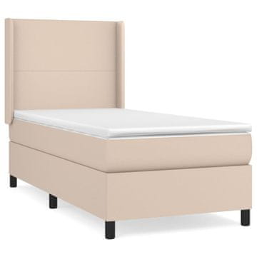 Vidaxl Box spring postelja z vzmetnico kapučino 90x200 cm umetno usnje