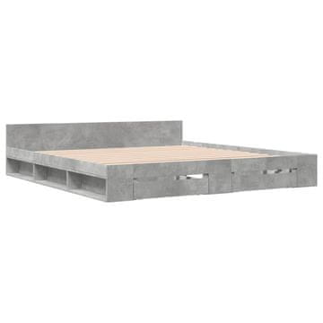 Vidaxl Posteljni okvir s predali betonsko siv 200x200cm inženirski les