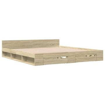 Vidaxl Posteljni okvir s predali sonoma hrast 180x200cm inženirski les