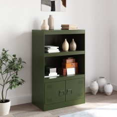 Vidaxl Komoda olivno zelena 67x39x107 cm jeklo