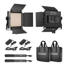 Neewer Neewer 660 Bi Color LED studijski set, dve 40W 3200-5600K svetilki + stativi + vrata