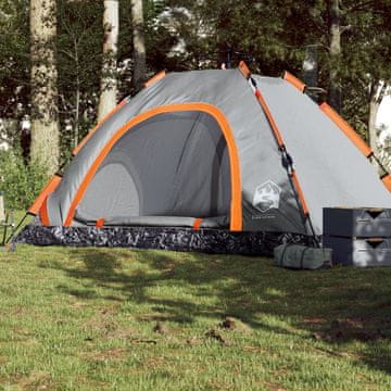 Vidaxl vidaXL Šotor za 5 oseb, sivo-oranžen, hitra postavitev
