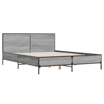 Vidaxl Posteljni okvir siva sonoma 160x200 cm inž. les in kovina
