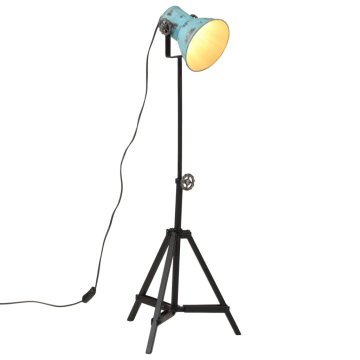 Vidaxl Stoječa svetilka 25 W obrabljeno modra 35x35x65/95 cm E27