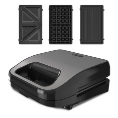 Black+Decker Black+Decker BXSA754E toaster za sendviče, 750 W, s protivdrsnimi nogicami, plavajočimi ploščami in nelepljivo prevleko, za 2 sendviča.