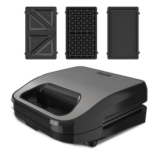 Black+Decker Black+Decker BXSA754E toaster za sendviče, 750 W, s protivdrsnimi nogicami, plavajočimi ploščami in nelepljivo prevleko, za 2 sendviča.