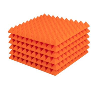 AcuStudio KOMPLET DEKORATIVNIH AKUSTIČNIH PANELOV PIRAMIDA 50X50 CM, DEBELINE 5 CM X 12 (3M2) - GRAFIRNA/ORANŽNA