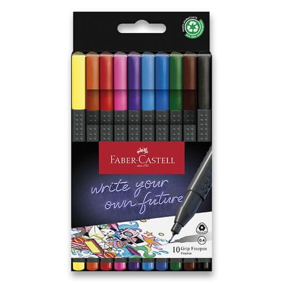 Faber-Castell Faber - Castell Fineliner GRIP 0,4 mm - komplet 10 kosov