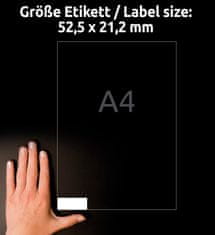 Avery Zweckform odstranljive etikete L6027REV-25, 52.5 x 21.2 mm, bele, 1400 + 280 brezplačnih etiket/zavitek, A4, za tiskanje