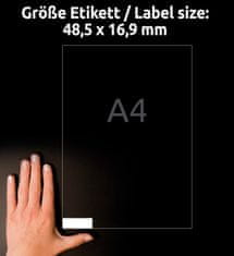 Avery Zweckform univerzalne etikete 4785, 48.5 x 16.9 mm, Ultragrip, 1600 + 320 brezplačnih etiket/zavitek, A4, za tiskanje