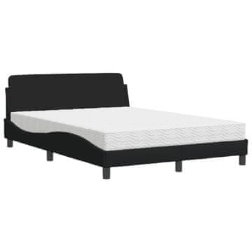 Vidaxl Postelja z vzmetnico Dover črna 140x200 cm blago