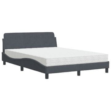 Vidaxl Postelja z vzmetnico Dover temno siva 120x200 cm žamet